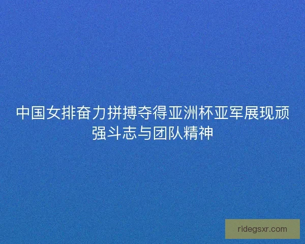 中国女排奋力拼搏夺得亚洲杯亚军展现顽强斗志与团队精神