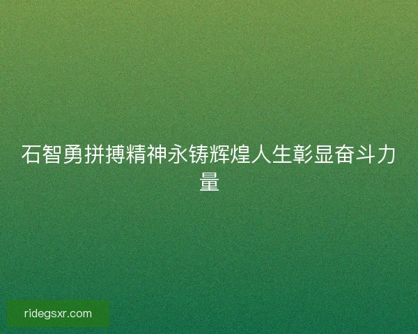 石智勇拼搏精神永铸辉煌人生彰显奋斗力量 石智勇拼搏精神永铸辉煌人生彰显奋斗力量